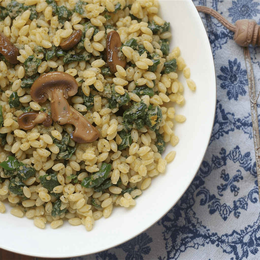 Spinach Mushroom Orzo
